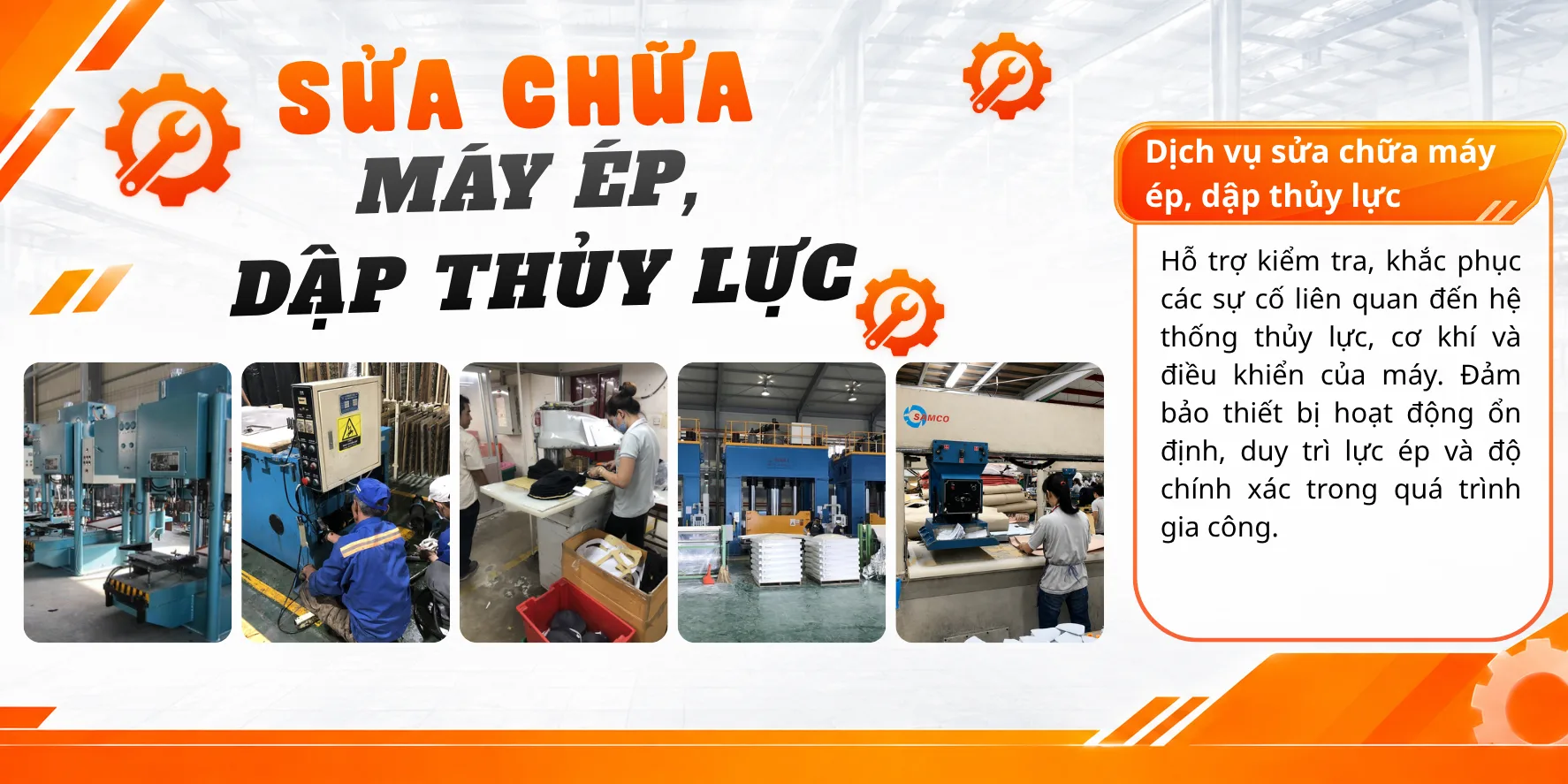 Dịch vụ sửa chữa m&aacute;y &eacute;p, dập thủy lực