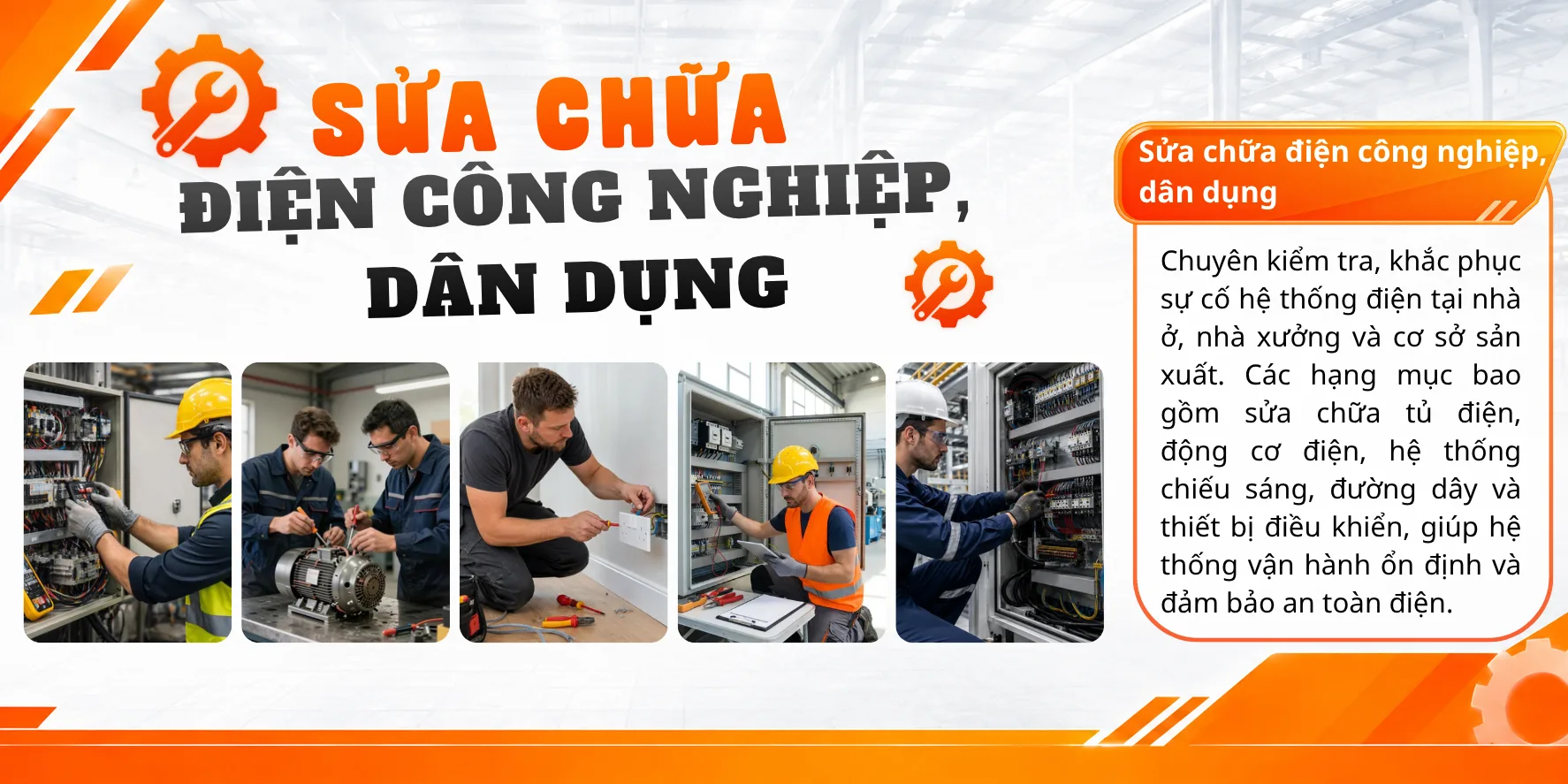 Sửa chữa điện c&ocirc;ng nghiệp, d&acirc;n dụng