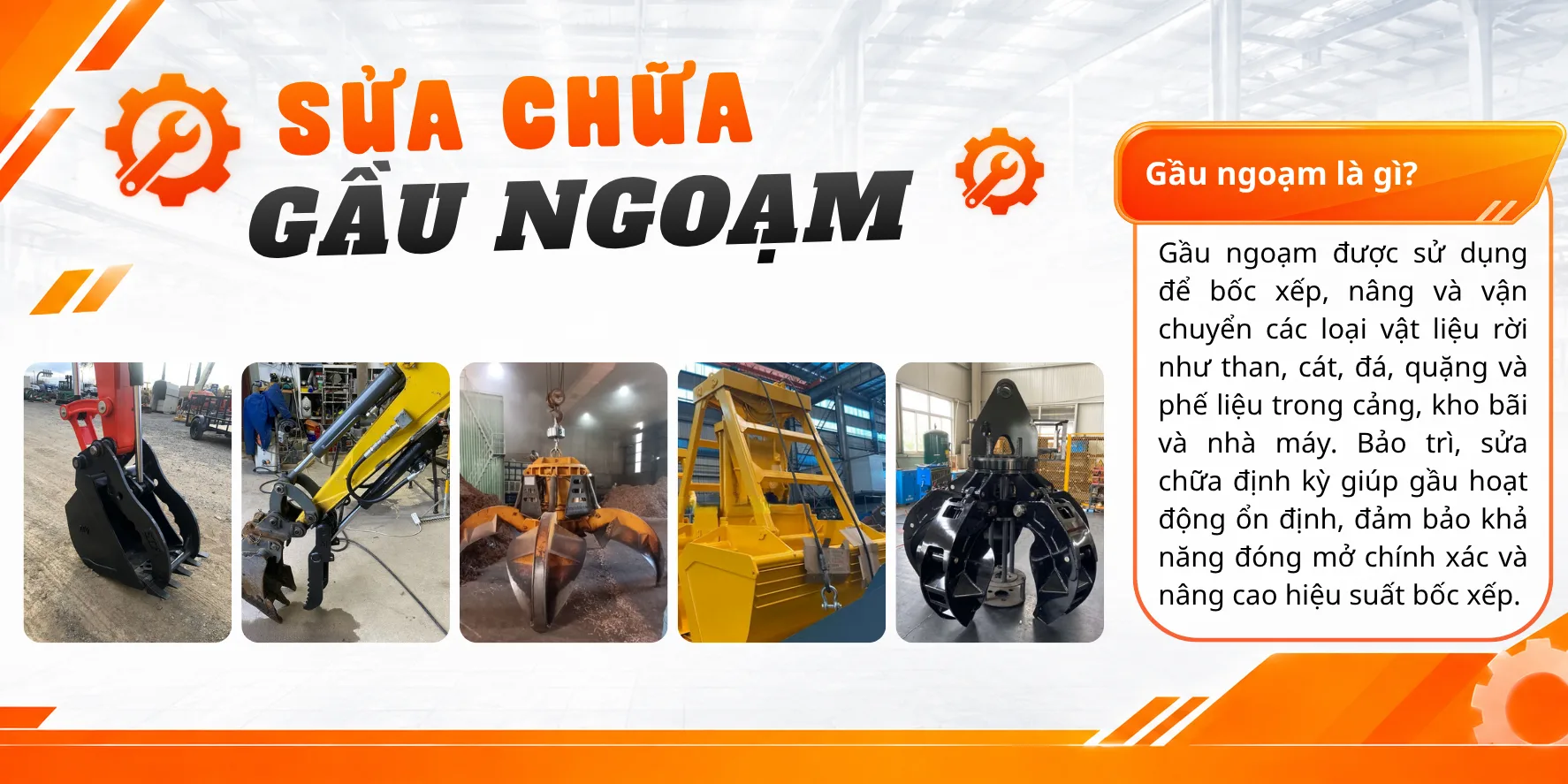 Sửa chữa gầu ngoạm