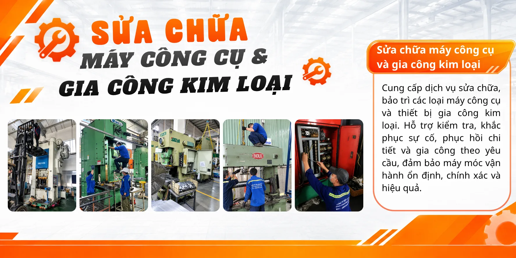 sửa chửa m&aacute;y c&ocirc;ng cụ v&agrave; gia c&ocirc;ng kim loại
