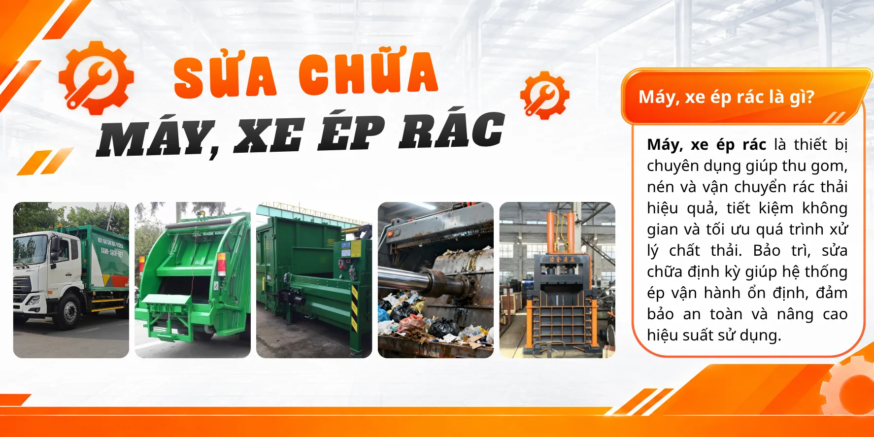 sửa chữa m&aacute;y, xe &eacute;p r&aacute;c 
