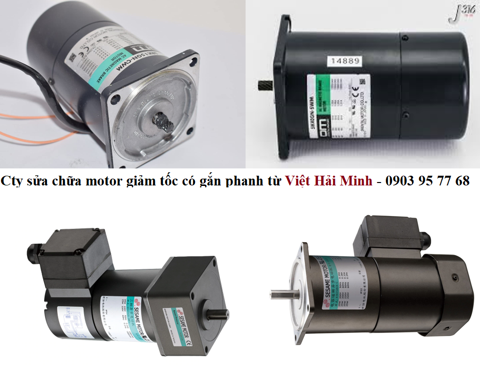 Motor giam toc co gan phanh tu